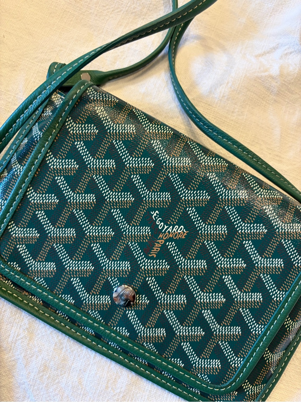 Goyard Teal Green Signature Chevron Crossbody Bag - Picture 4 of 9